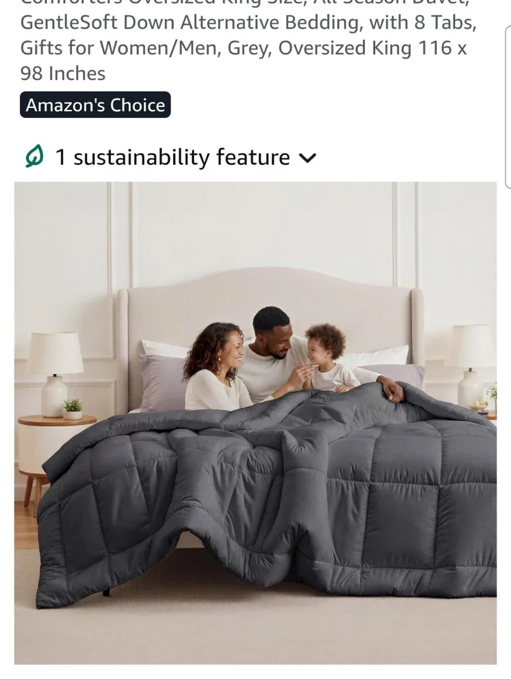 All-Season Quilted Comforter - Charcoal Gray - Oversized King